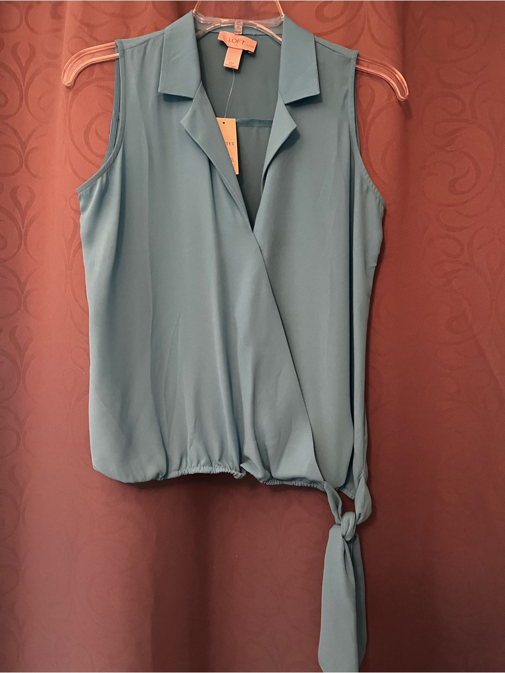 LOFT Sleeveless Wrap Tie-Hem Top - Teal